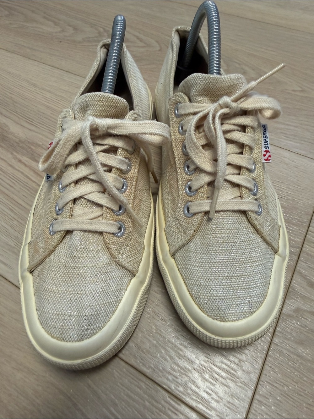 Superga 2750 Cotu Classic canvas sneakers in a metallic beige woman’s size 9.5 - Picture 4 of 10
